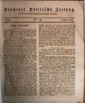 Münchener politische Zeitung (Süddeutsche Presse) Dienstag 25. Januar 1825