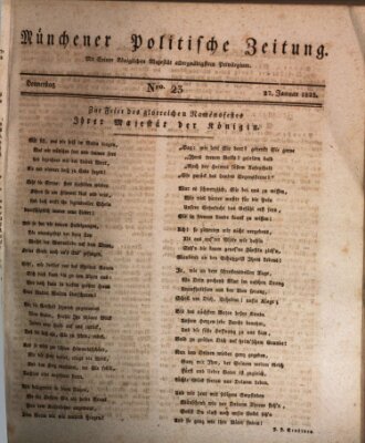 Münchener politische Zeitung (Süddeutsche Presse) Donnerstag 27. Januar 1825