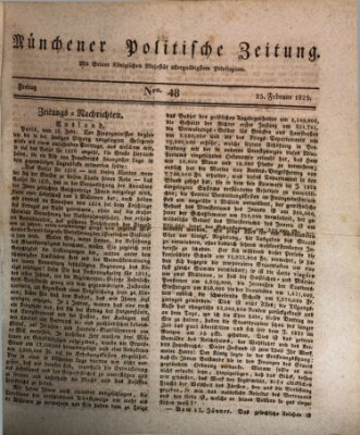 Münchener politische Zeitung (Süddeutsche Presse) Freitag 25. Februar 1825