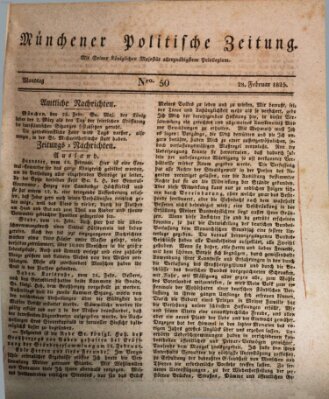 Münchener politische Zeitung (Süddeutsche Presse) Montag 28. Februar 1825