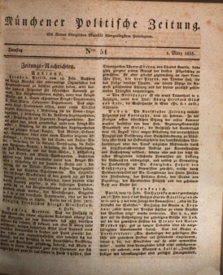 Münchener politische Zeitung (Süddeutsche Presse) Dienstag 1. März 1825