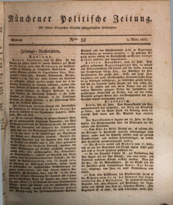 Münchener politische Zeitung (Süddeutsche Presse) Mittwoch 2. März 1825