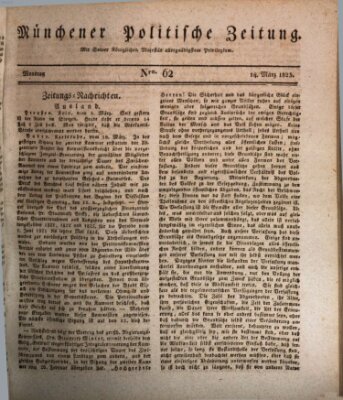 Münchener politische Zeitung (Süddeutsche Presse) Montag 14. März 1825