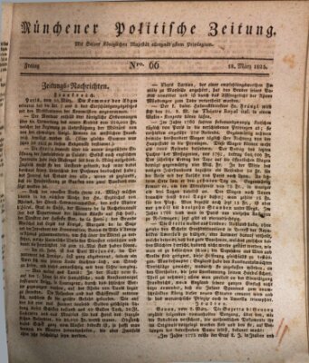 Münchener politische Zeitung (Süddeutsche Presse) Freitag 18. März 1825