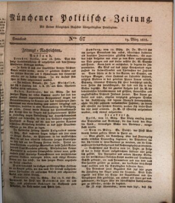 Münchener politische Zeitung (Süddeutsche Presse) Samstag 19. März 1825