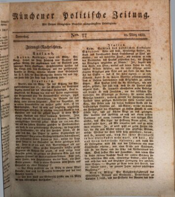 Münchener politische Zeitung (Süddeutsche Presse) Donnerstag 31. März 1825