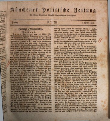 Münchener politische Zeitung (Süddeutsche Presse) Freitag 1. April 1825