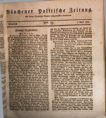 Münchener politische Zeitung (Süddeutsche Presse) Samstag 2. April 1825