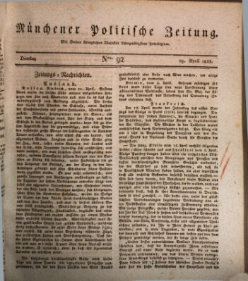 Münchener politische Zeitung (Süddeutsche Presse) Dienstag 19. April 1825