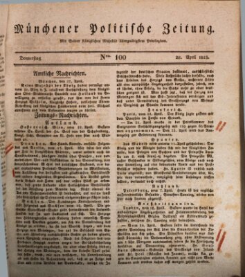 Münchener politische Zeitung (Süddeutsche Presse) Donnerstag 28. April 1825