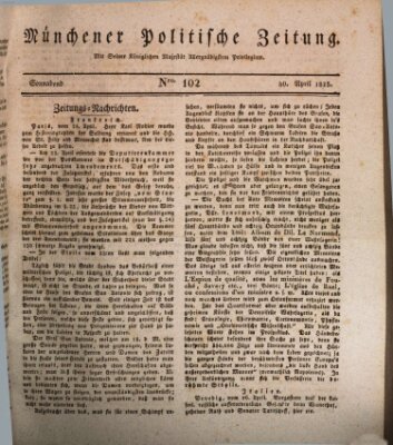 Münchener politische Zeitung (Süddeutsche Presse) Samstag 30. April 1825