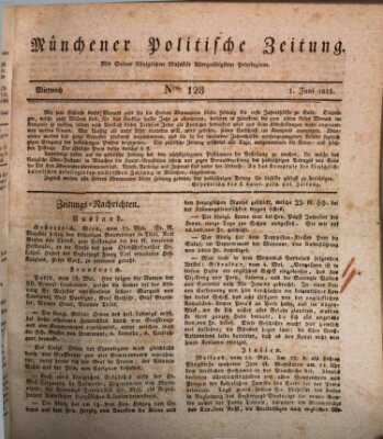 Münchener politische Zeitung (Süddeutsche Presse) Mittwoch 1. Juni 1825