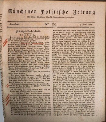 Münchener politische Zeitung (Süddeutsche Presse) Samstag 4. Juni 1825