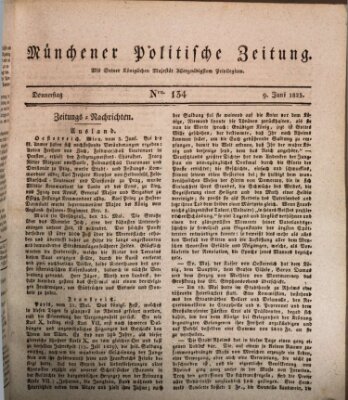 Münchener politische Zeitung (Süddeutsche Presse) Donnerstag 9. Juni 1825