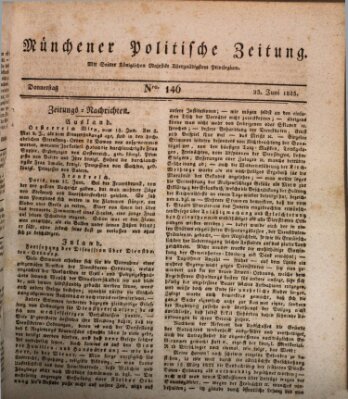 Münchener politische Zeitung (Süddeutsche Presse) Donnerstag 23. Juni 1825