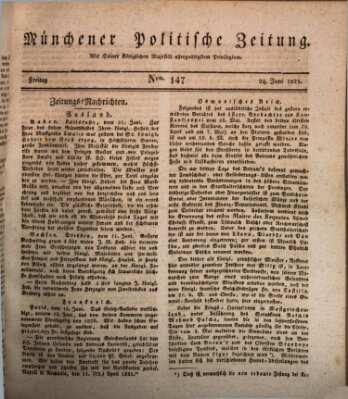 Münchener politische Zeitung (Süddeutsche Presse) Freitag 24. Juni 1825