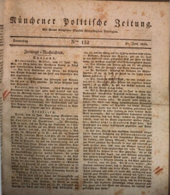 Münchener politische Zeitung (Süddeutsche Presse) Donnerstag 30. Juni 1825