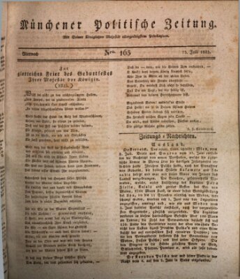 Münchener politische Zeitung (Süddeutsche Presse) Mittwoch 13. Juli 1825