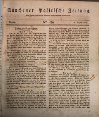 Münchener politische Zeitung (Süddeutsche Presse) Montag 1. August 1825