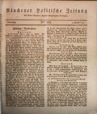 Münchener politische Zeitung (Süddeutsche Presse) Donnerstag 4. August 1825