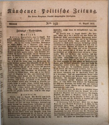 Münchener politische Zeitung (Süddeutsche Presse) Mittwoch 17. August 1825