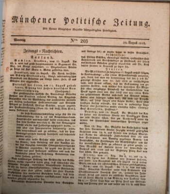 Münchener politische Zeitung (Süddeutsche Presse) Montag 29. August 1825