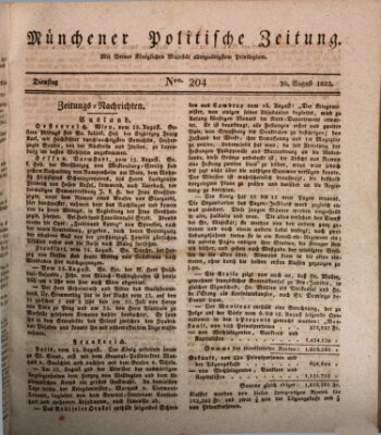 Münchener politische Zeitung (Süddeutsche Presse) Dienstag 30. August 1825