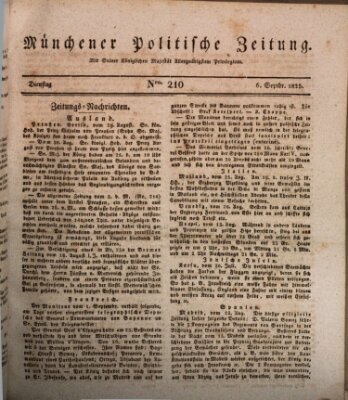 Münchener politische Zeitung (Süddeutsche Presse) Dienstag 6. September 1825