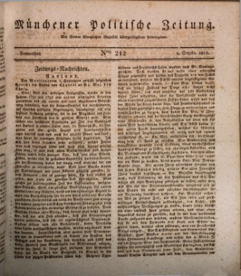 Münchener politische Zeitung (Süddeutsche Presse) Donnerstag 8. September 1825