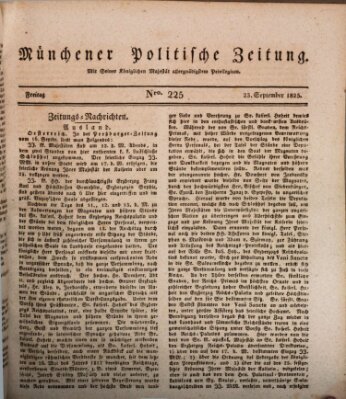 Münchener politische Zeitung (Süddeutsche Presse) Freitag 23. September 1825