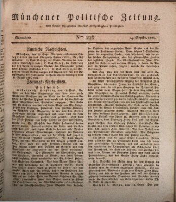 Münchener politische Zeitung (Süddeutsche Presse) Samstag 24. September 1825