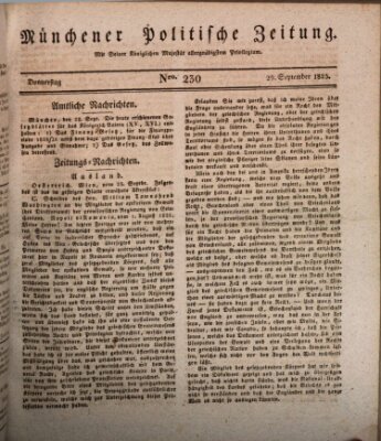 Münchener politische Zeitung (Süddeutsche Presse) Donnerstag 29. September 1825