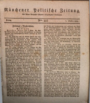 Münchener politische Zeitung (Süddeutsche Presse) Freitag 7. Oktober 1825