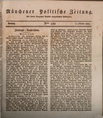 Münchener politische Zeitung (Süddeutsche Presse) Dienstag 11. Oktober 1825