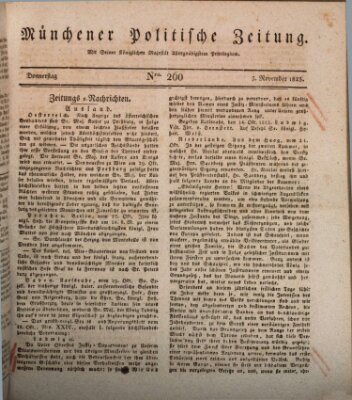 Münchener politische Zeitung (Süddeutsche Presse) Donnerstag 3. November 1825