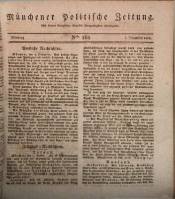 Münchener politische Zeitung (Süddeutsche Presse) Montag 7. November 1825