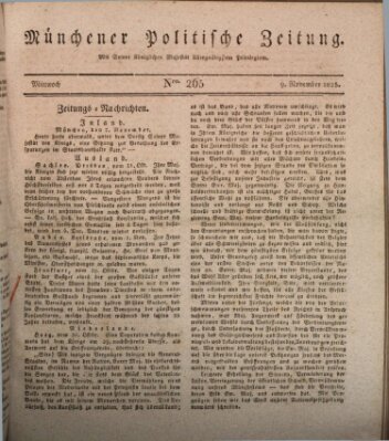 Münchener politische Zeitung (Süddeutsche Presse) Mittwoch 9. November 1825