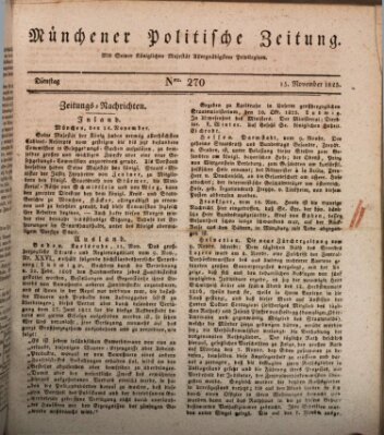 Münchener politische Zeitung (Süddeutsche Presse) Dienstag 15. November 1825