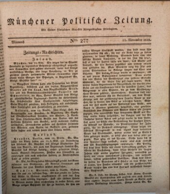 Münchener politische Zeitung (Süddeutsche Presse) Mittwoch 23. November 1825