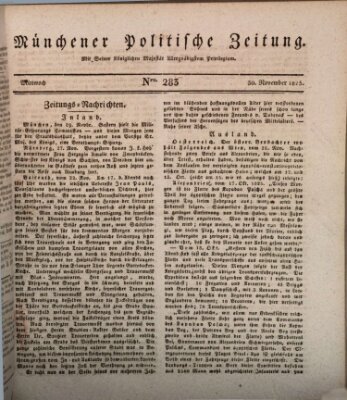 Münchener politische Zeitung (Süddeutsche Presse) Mittwoch 30. November 1825