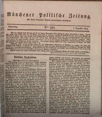 Münchener politische Zeitung (Süddeutsche Presse) Donnerstag 1. Dezember 1825