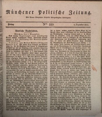 Münchener politische Zeitung (Süddeutsche Presse) Freitag 2. Dezember 1825