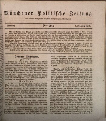 Münchener politische Zeitung (Süddeutsche Presse) Montag 5. Dezember 1825