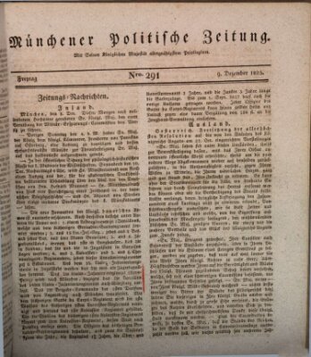 Münchener politische Zeitung (Süddeutsche Presse) Freitag 9. Dezember 1825