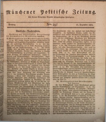 Münchener politische Zeitung (Süddeutsche Presse) Freitag 16. Dezember 1825