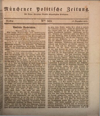 Münchener politische Zeitung (Süddeutsche Presse) Dienstag 27. Dezember 1825