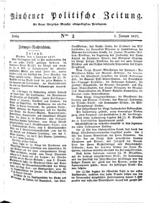 Münchener politische Zeitung (Süddeutsche Presse) Dienstag 2. Januar 1827