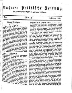 Münchener politische Zeitung (Süddeutsche Presse) Mittwoch 3. Januar 1827