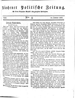 Münchener politische Zeitung (Süddeutsche Presse) Mittwoch 10. Januar 1827