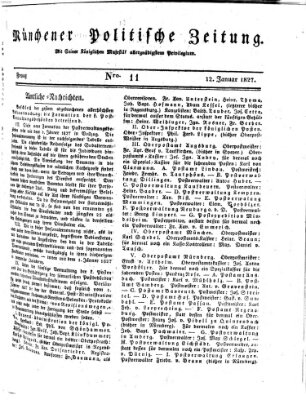 Münchener politische Zeitung (Süddeutsche Presse) Freitag 12. Januar 1827